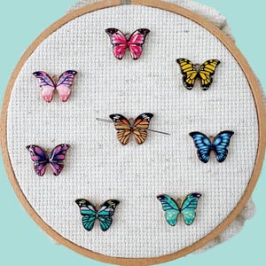 Butterfly Magnetic Needle Minder, Fridge Magnet, Small Enamel Needle Nanny, Needlepoint Magnet, Embroidery Magnet