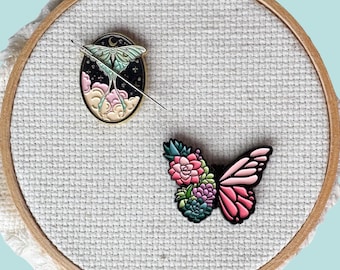 Butterfly or Moth Needle Minder, Fridge Magnet, Magnetic Lapel Pin
