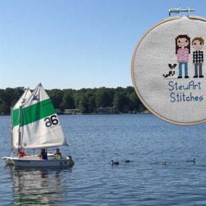 Sailboat magnetic enamel needle minder – nautical needle holder for cross stitch, embroidery, sewing, quilting, or needlepoint. Perfect for ocean, lake or sailing enthusiasts.