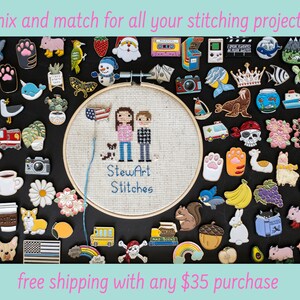 Variety of enamel magnetic needle minders – mix and match designs for cross stitch, embroidery, sewing, quilting, or needlepoint. Free shipping on $35+ orders.