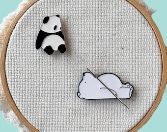 Panda or Polar Bear Enamel Needle Minder, Fun Fridge Magnet