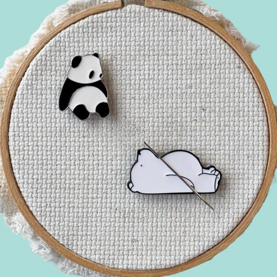 Panda or Polar Bear Enamel Needle Minder, Fun Fridge Magnet