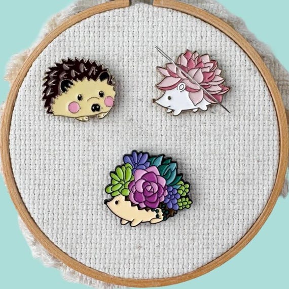 Hedgehog Enamel Needle Minder, Magnetic Lapel Pin