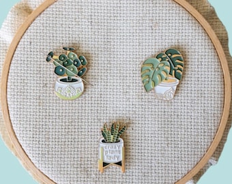Plant Enamel Needle Minder,  Magnetic Lapel Pin