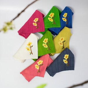 Beautiful Floral Handkerchiefs,Linen Embroidered Handkerchief,Hand Embroidered,Wild Flower Handkerchief,Linen Handkerchief,Personalized Gift