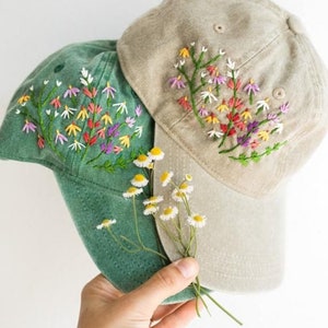 Simple Embroidery Hat For Woman, Colorful Summer Cap, Curved Brim Baseball Hat, Embroidered Baseball Cap, Birthday Gift, Gift For Women