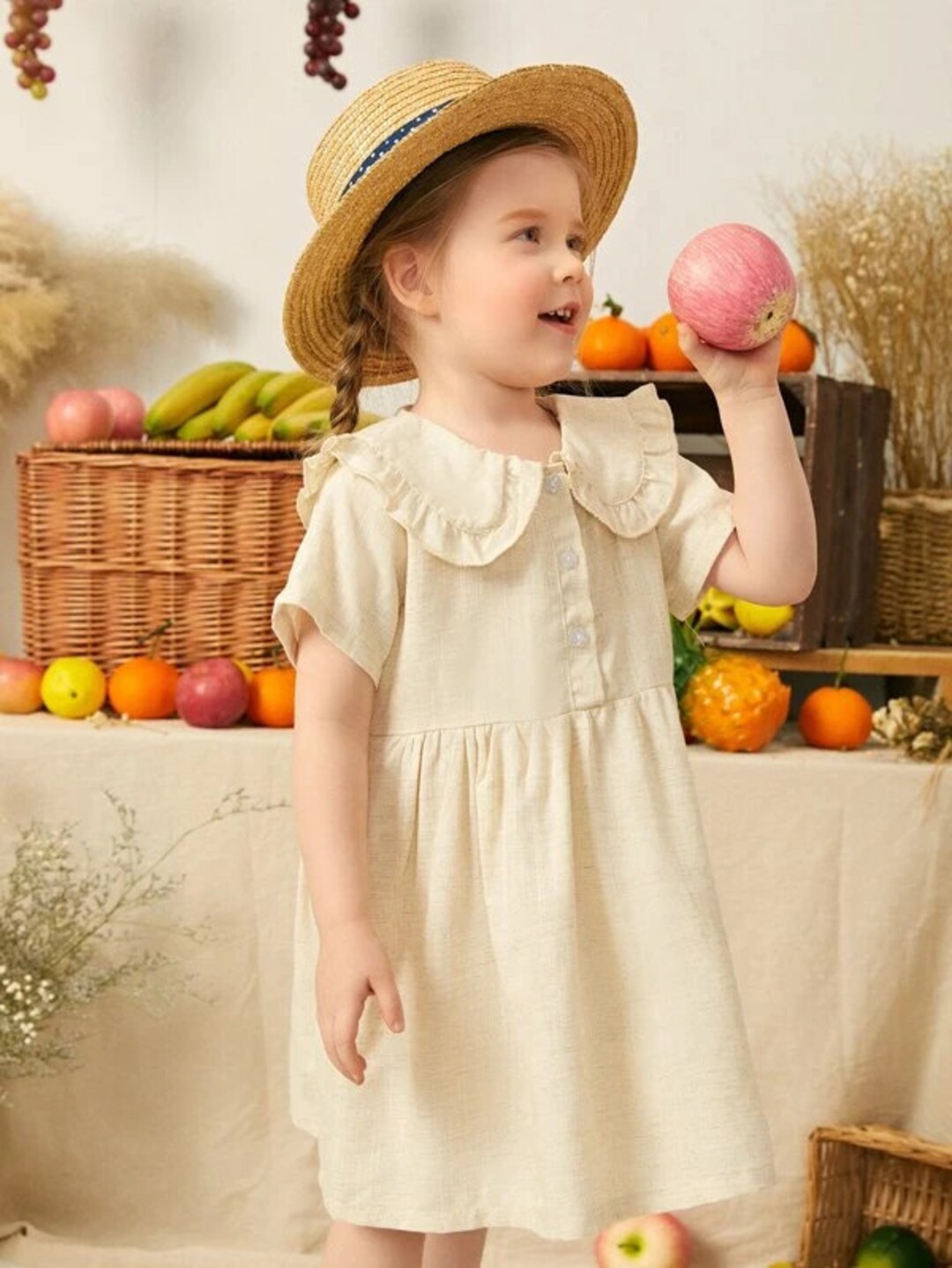 Linen Girls Dress, Pure Natural Linen Girls Dress, Natural Girls Soft