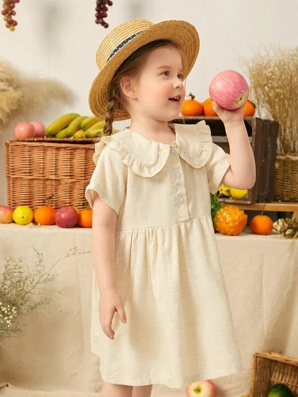 Dress Girl Solid Color Girls Summer Dress Casual Style Children