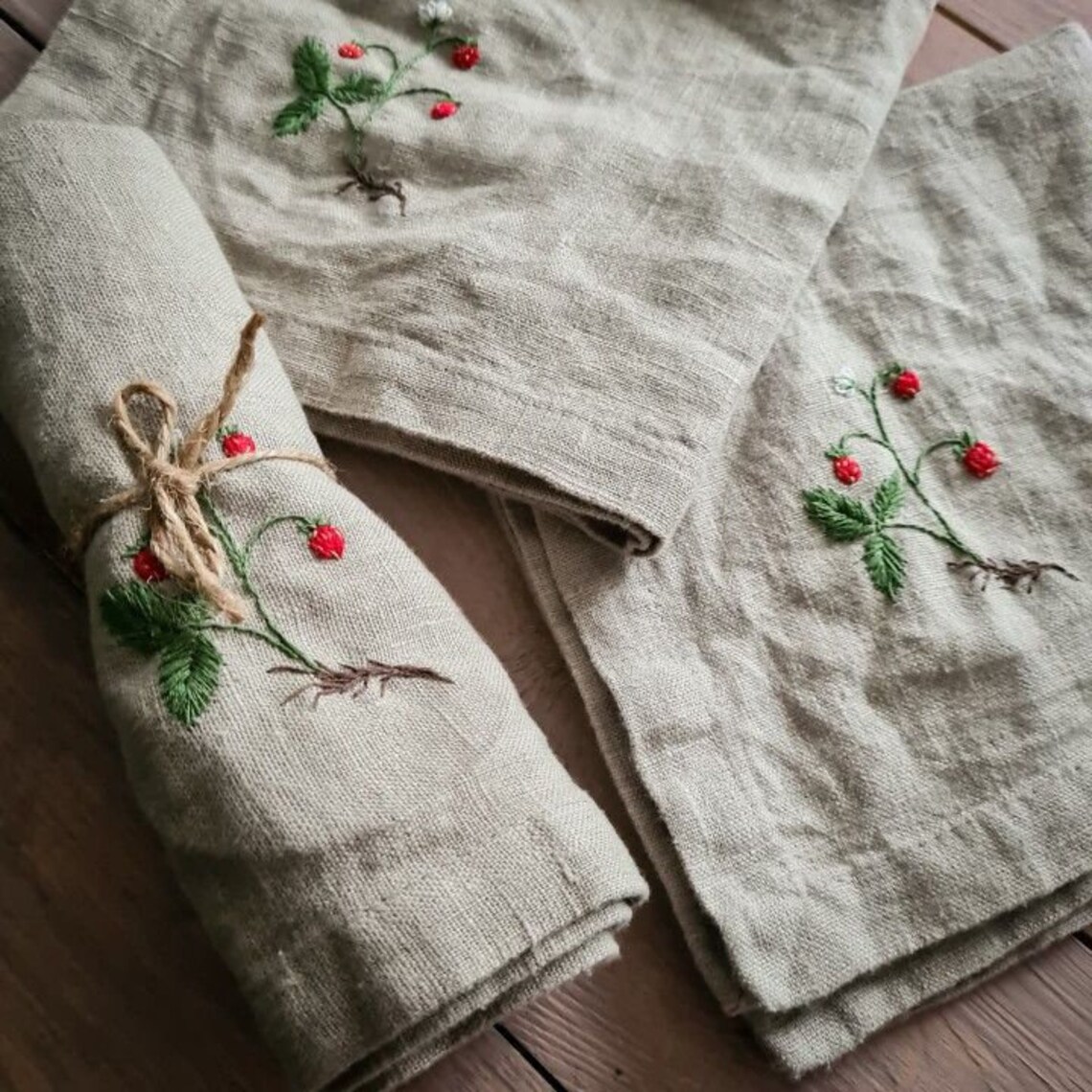 Linen Napkins Embroidery Linen Napkins Hand Emboridery Linen Etsy