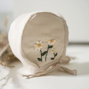 Blossom Embroidered Linen Bonnet main image 1