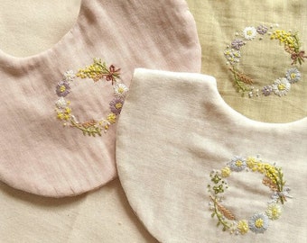 Floral Embroidery Baby Bib, Cute Baby Soft Gauze Bibs, Girls/Boys Newborn Feeding,  Infant Burp Cloth, Baby Shower Gift, Newborn Gift