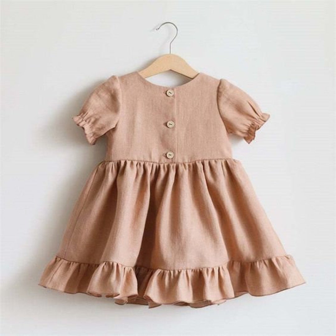 Linen Girls Dress, Pure Natural Linen Girls Dress, Natural Girls Soft