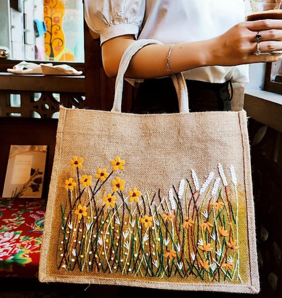 Ladies Bag Price in Bangladesh, Jute with Patchwork Design