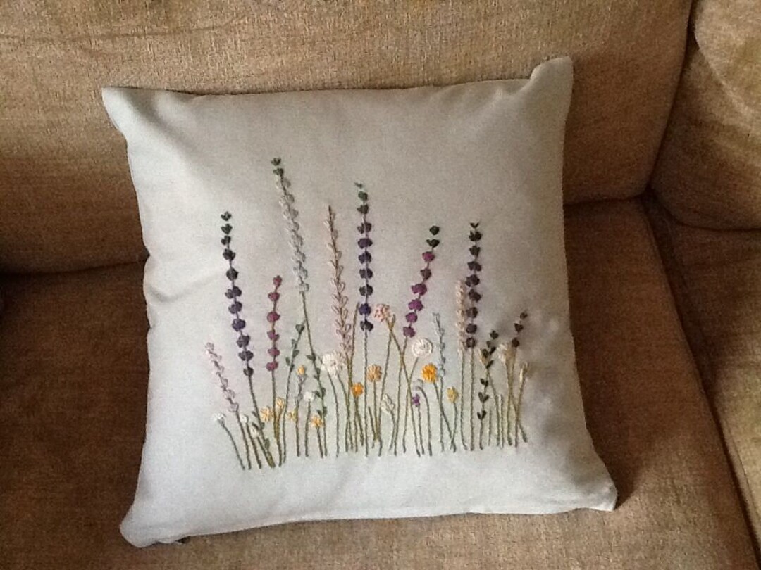 Linen Pillow Cover Embroidered Floral Linen Pillow Cover Etsy