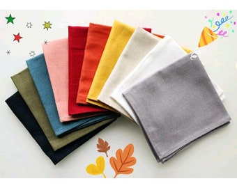 Custom Linen Handkerchief, Natural Linen Handkerchief , Vintage Linen Handkerchief with Solid Color, Personalized Gift