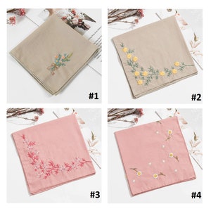 Beautiful Floral Handkerchief, Linen Handkerchief Embroidered, Hand Embroidered, Vintage Handkerchief, Linen Handkerchief, Personalized Gift