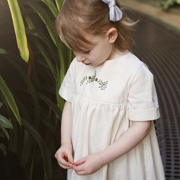 Linen Girls Dress, Embroidered Floral Linen Dress For Girl, Natural Girls Linen Dress, Summer Linen Dress For Baby Girls,Toddler Linen Dress