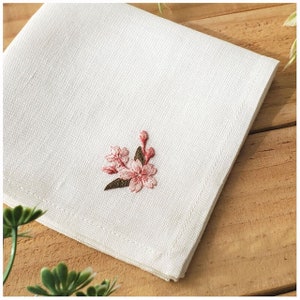 Linen Handkerchief,Beautiful Floral Handkerchief, Hand Embroidered Handkerchief,Wild Flowers Embroidery,Linen Handkerchief,Personalized Gift