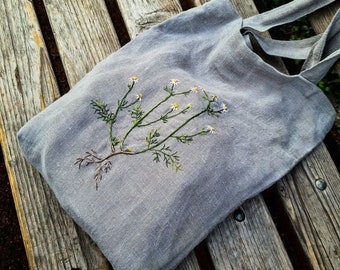 Wild Floral Tote Bag, Flower Embroidered Tote Bag, Floral Canvas Tote Bag, Embroidery Bag Summer Wildflowers, Floral Women Shopper Bag