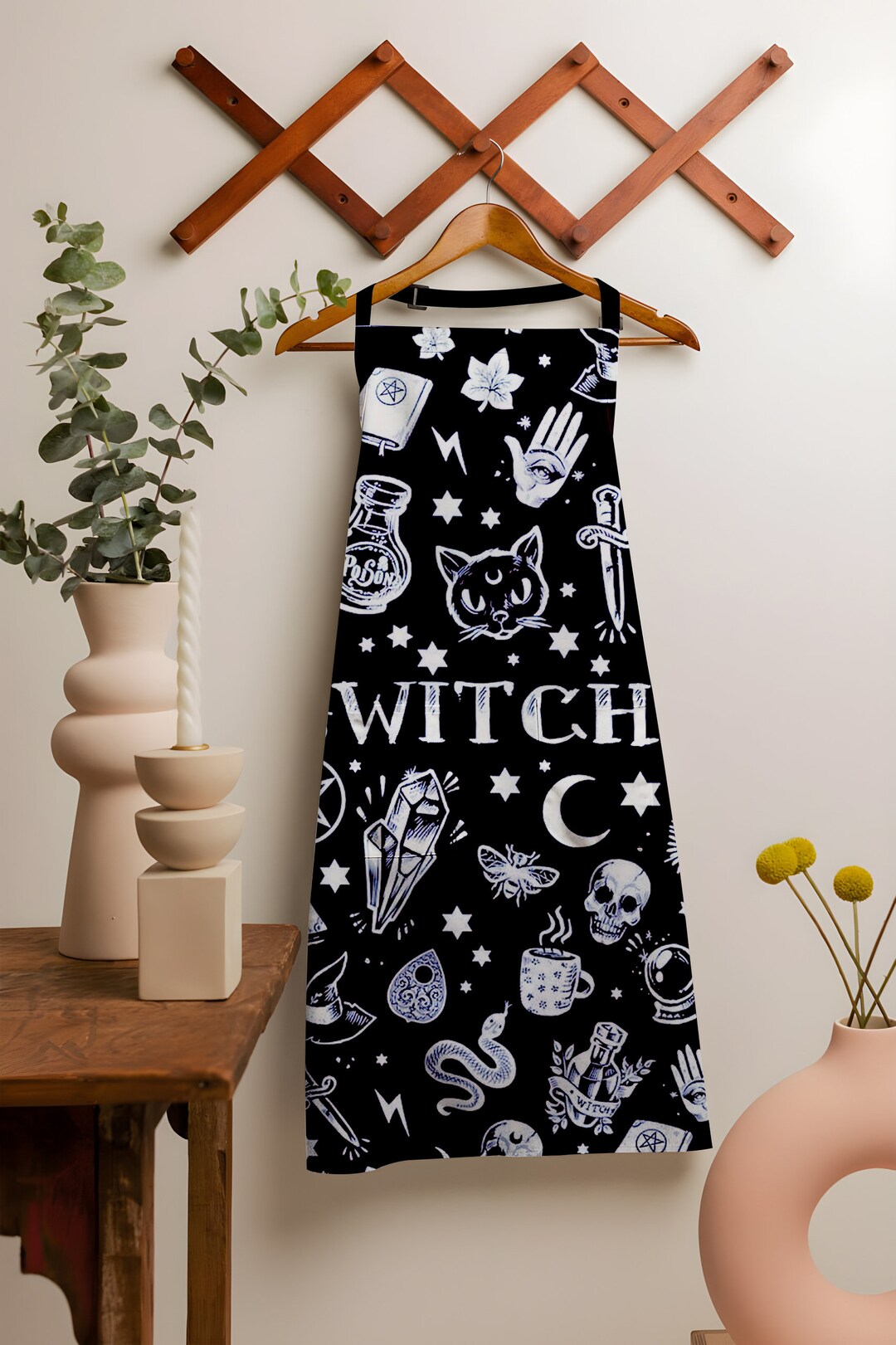 Witch Halloween Apron, Witchy Apron With Pockets, Trick or Treat ...