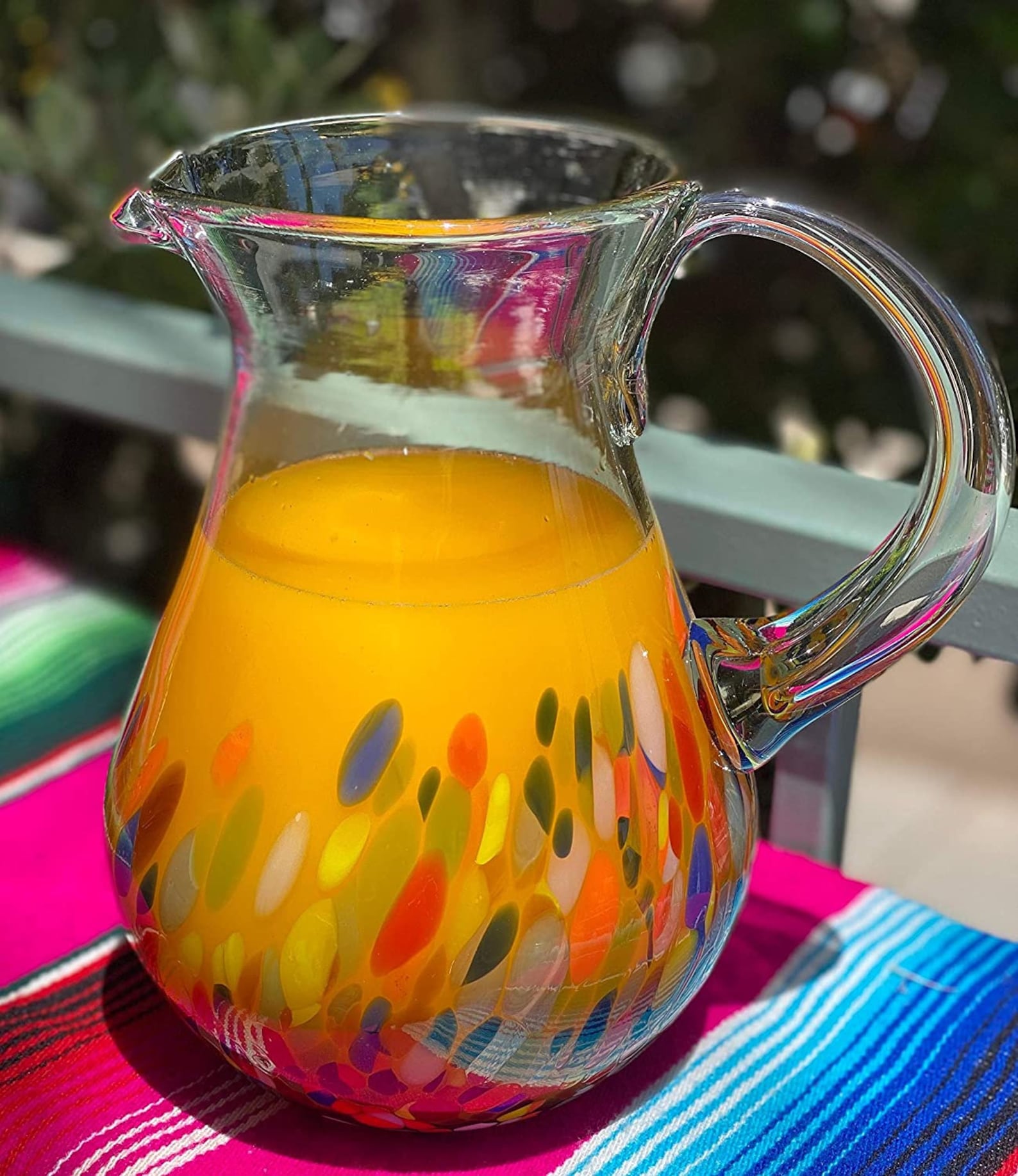 Mexican Hand Blown Glass Pitcher Confetti Carmen Design 84 Etsy