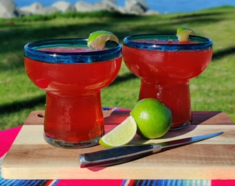 Dos Sueños Mexican Hand Blown Glass - Set Of 4 Natural Clear Hand Blown Margarita - View #10