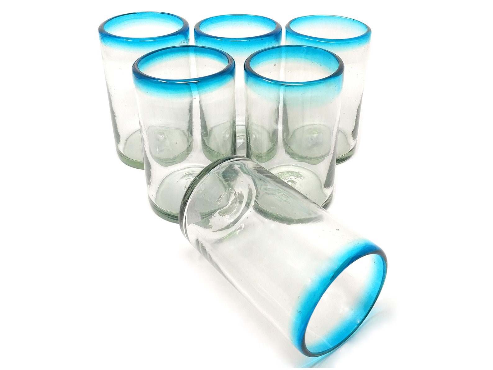 Hand Blown Mexican Drinking Glasses Set of 6 Glasses With Etsy