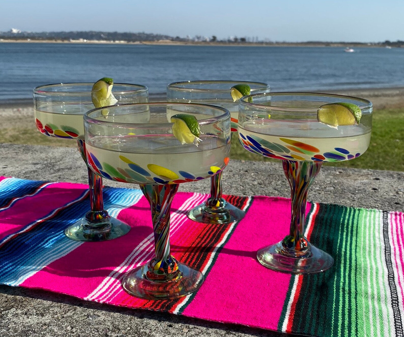 Hand Blown Glassware Set of 4 Mexican Hand Blown Margarita Etsy