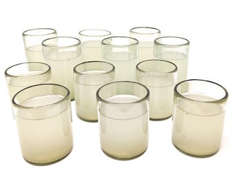 Mexican Hand Blown  Glassware Combo Set - Natural Tumblers and Drinking Glasses