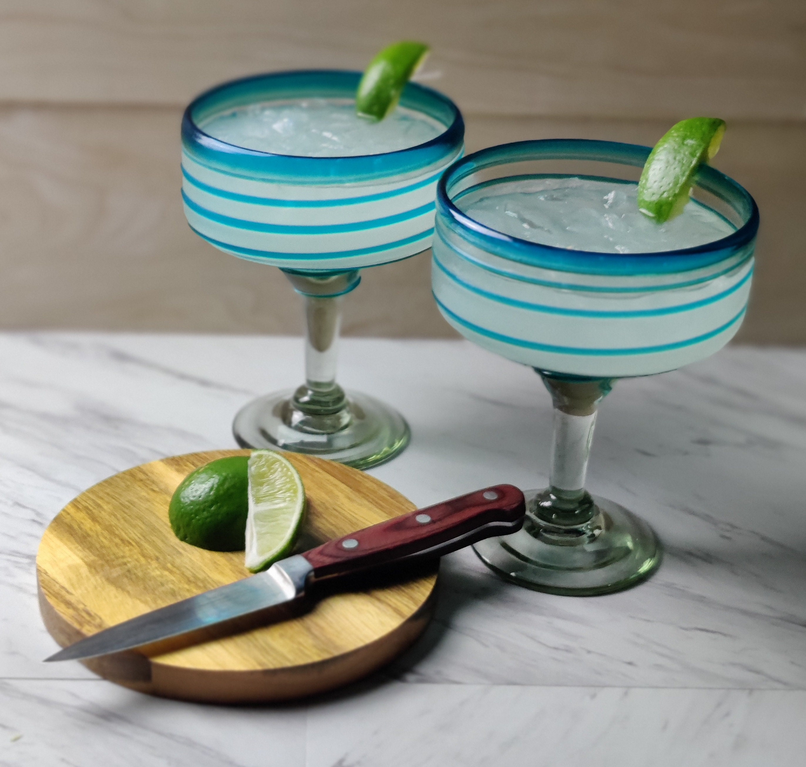 Hand Blown Glassware Mexican Margarita Glasses 16 Oz With Etsy