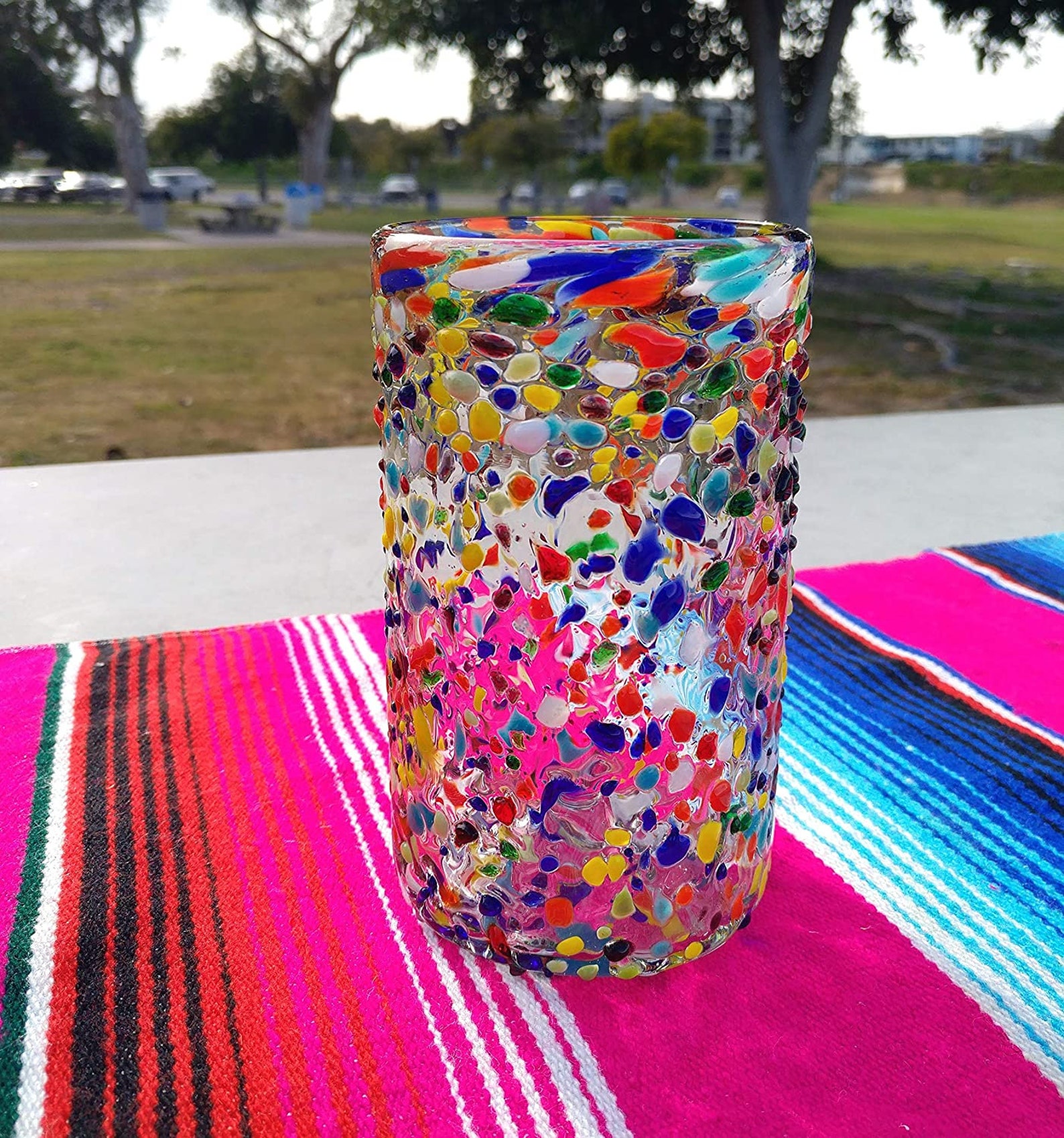 Hand Blown Mexican Drinking Glasses – Set of 6 Confetti Rock Design ...
