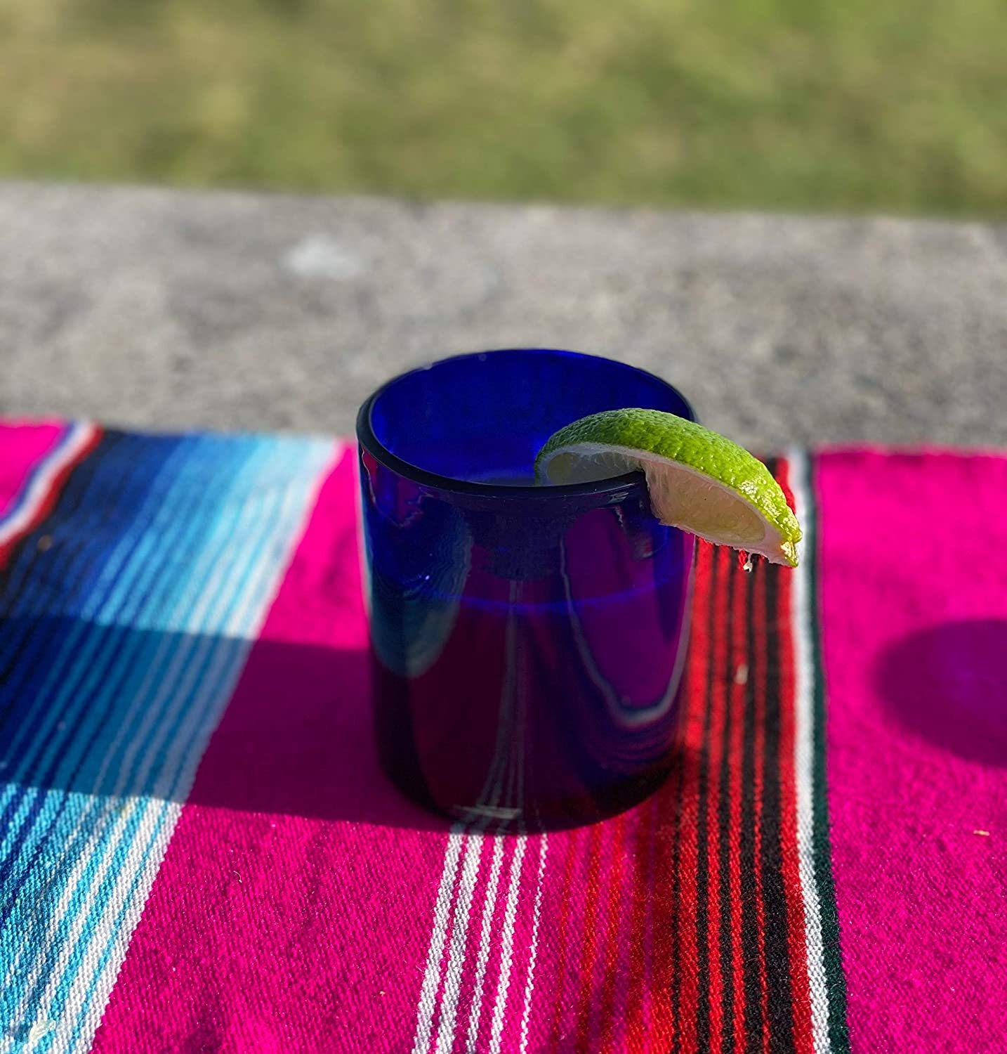 Hand Blown Mexican Drinking Glasses Set of 6 Cobalt Tumbler Etsy