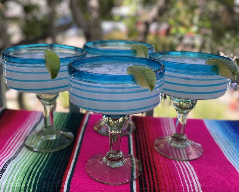 Hand Blown Glassware Mexican Margarita Glasses 16 Oz With Etsy
