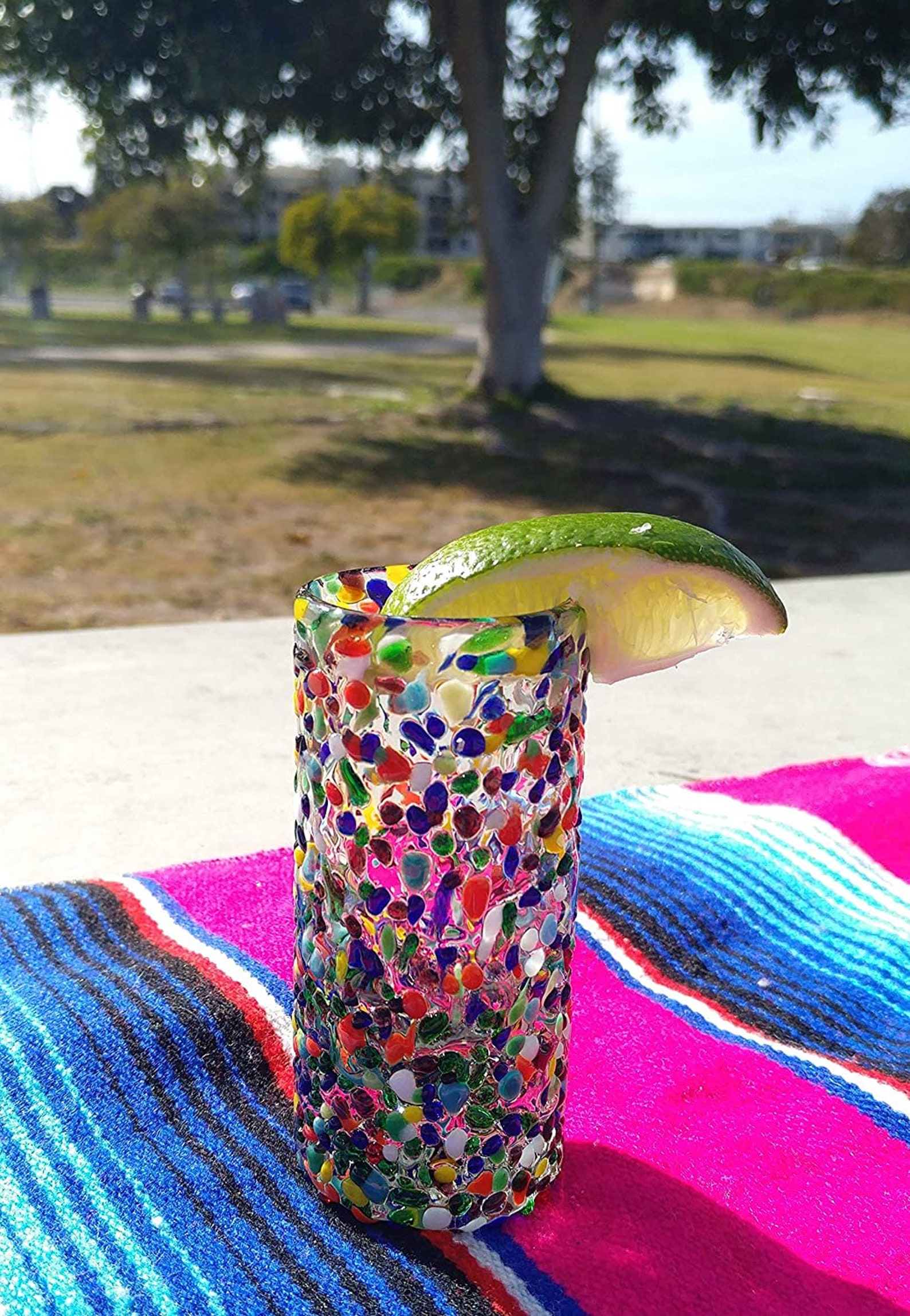 Hand Blown Mexican Tequila Glasses Set of 6 Confetti Design Etsy