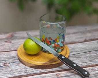 Mexican Hand Blown  Tumblers - Confetti Carmen Design - 10oz - Single Glass