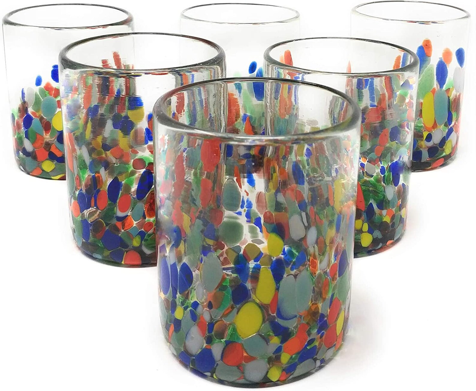 Hand Blown Mexican Drinking Glasses Set of 6 Confetti Carmen Etsy