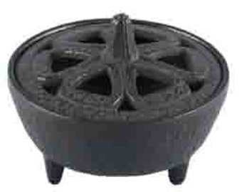 Incense Holder - Black Cast Iron - Lotus Flower shape