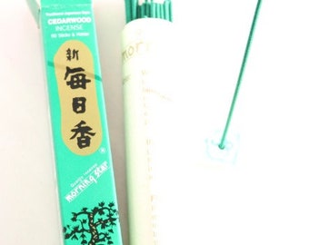 Morning Star Cedarwood Incense  - Box of 50 Sticks & Holder - Box of 200 sticks - by Nippon Kodo