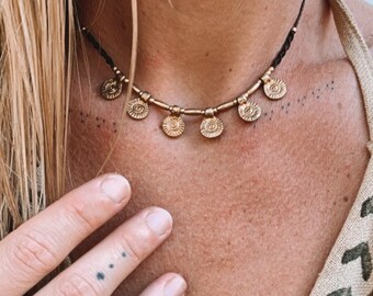 Handmade Brass Charm Macrame Necklace | Boho Jewellery | Tribal | Bohemian | Hippie Necklace