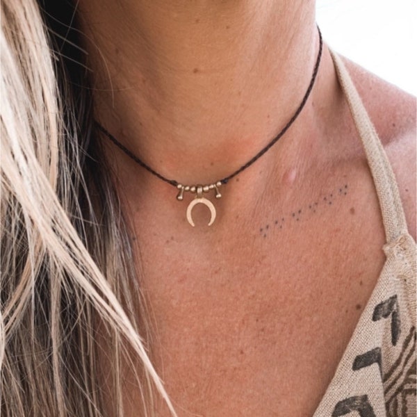 Handmade Brass Moon Necklace | Bohemian | Brass Moon Jewellery | Boho | Tribal | Charm Jewelry | Hippie | Moon Pendant