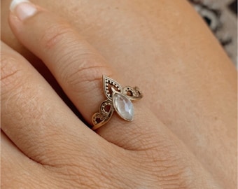 AMALA Ring • Brass Moonstone Ring | Bohemian | Brass Jewellery | Tribal Ring | Boho Jewelry | Adjustable Ring | Hippie