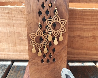 Handmade Brass Mandala Boho Earrings.