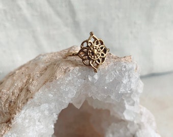 SHANAYA Ring • Brass Indian Ring | Mandala Ring | Raw Brass Jewellery | Boho Jewelry | Hippie | Bohemian