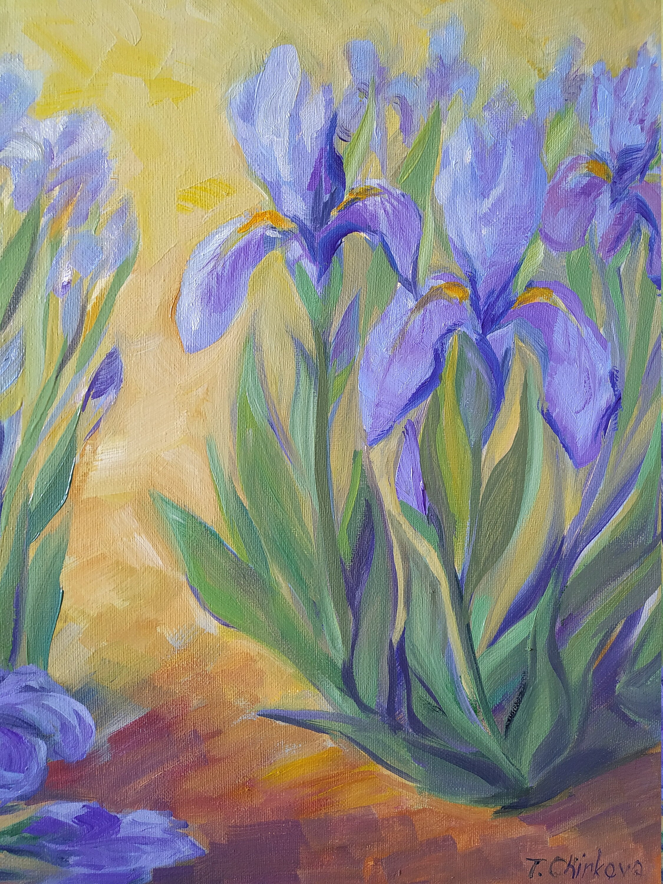 Irises Oil Painting On Canvas Original Art Flowers Painting Etsy