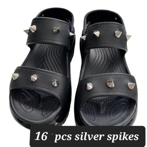 Unique Silver Shoe Charm-Spikes croc charms-Gothic shoe charms Silver plastic cone spikes. Short plastic spikes 8/ 16 pcs set. image 2