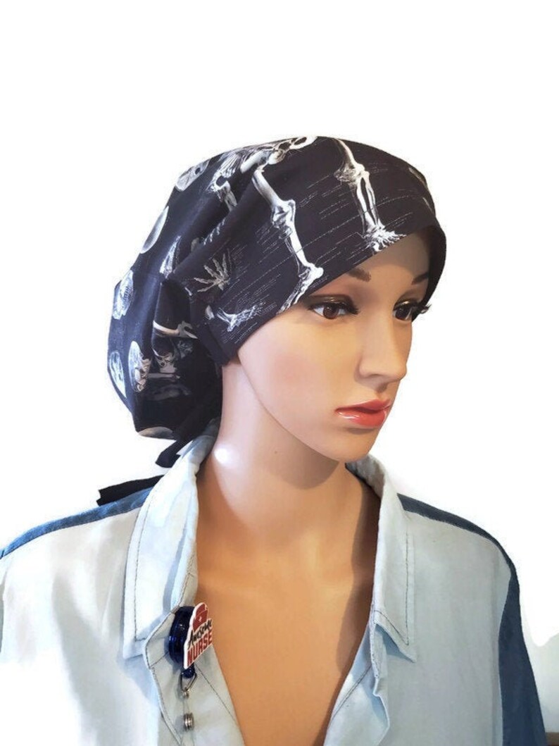 European Scrub Hat Human body women\u2019s scrub hat Skeleton scrub cap X Ray Tech Surgeon Scrub Cap with extra room for hair.