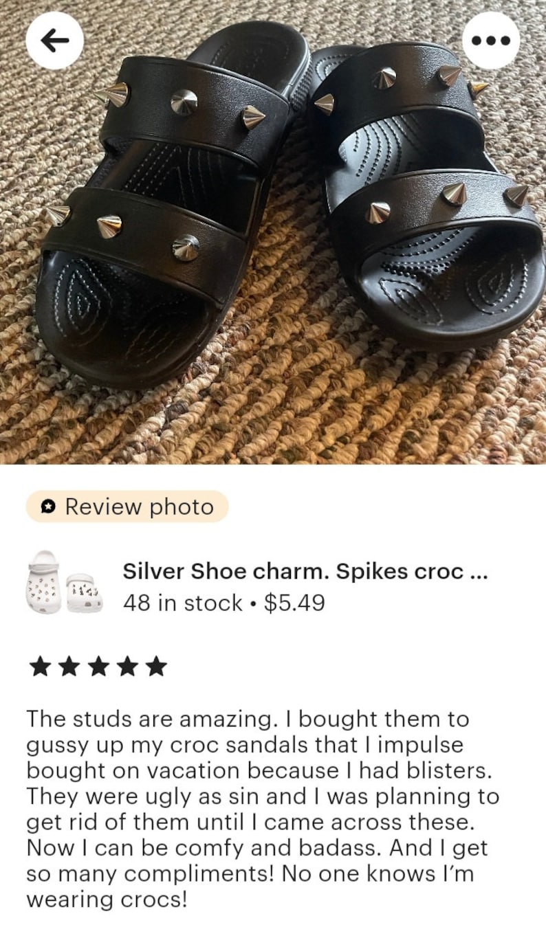 Unique Silver Shoe Charm-Spikes croc charms-Gothic shoe charms Silver plastic cone spikes. Short plastic spikes 8/ 16 pcs set. image 4