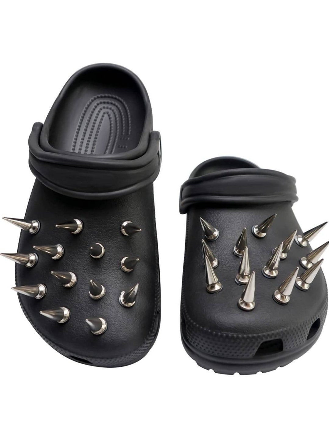 Goth Charms for Croc Women Girls,Shoe Chains,Metal Spikes Punk Rivets  silver