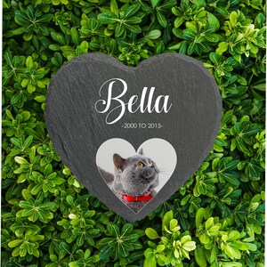 Placa memorial personalizada para animais de estimação, cão, gato, pedra de ardósia, coração, pata, marcador de sepultura, personalizado, impresso, nome, data