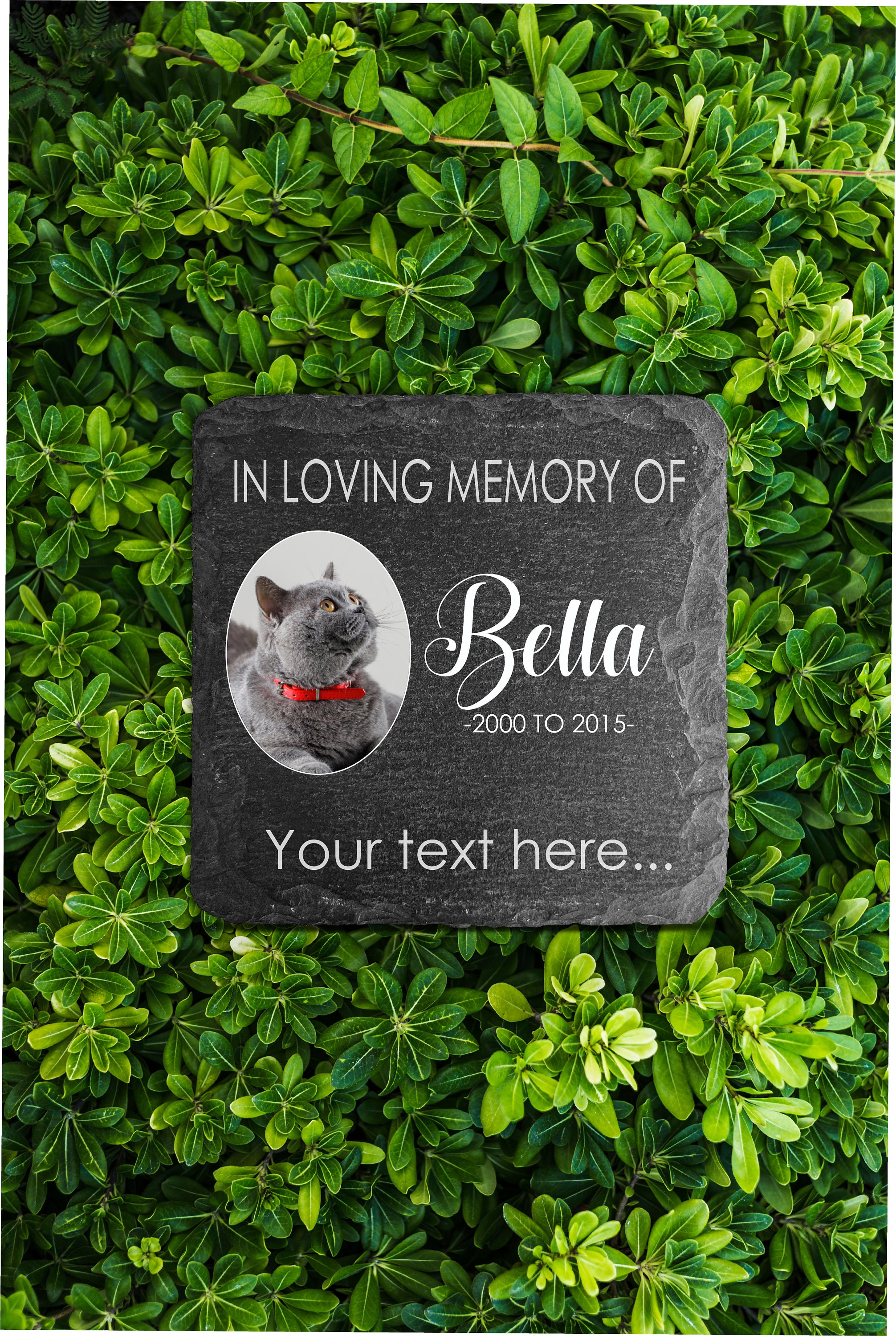Memorial Plaque For Pet Cat Hamster Dog Slate Stone Heart Paw Large Grave Marker 20x30 cm Personalized Custom Printed Name Date